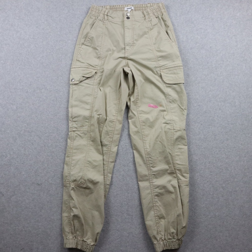 Garage Pants Womens PS Petite Small Cargo Jogger Casual Elastic Waist Flex Beige